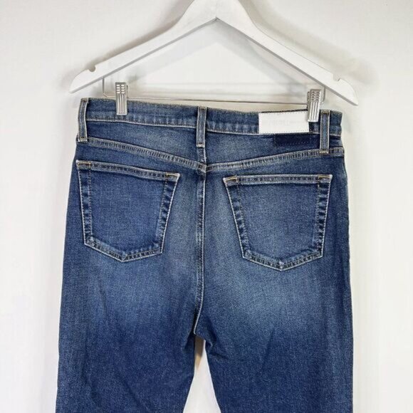 Re Done Originals High Rise Ankle Crop Button Fly Jeans in Midnight Blue - Picture 3 of 7